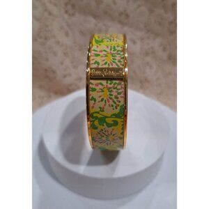 Lilly Pulitzer Sparkle Photodome Gold-Tone Floral Enamel Bangle Bracelet